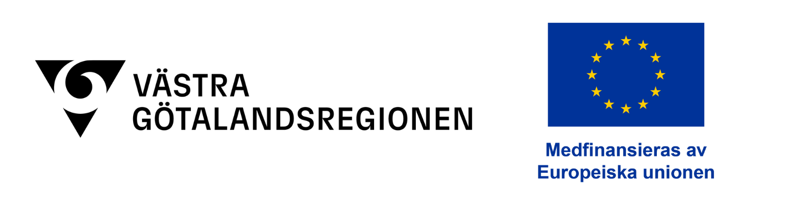 Logotyper som visar medfinansiering från EU och Västra Götalandsregionen